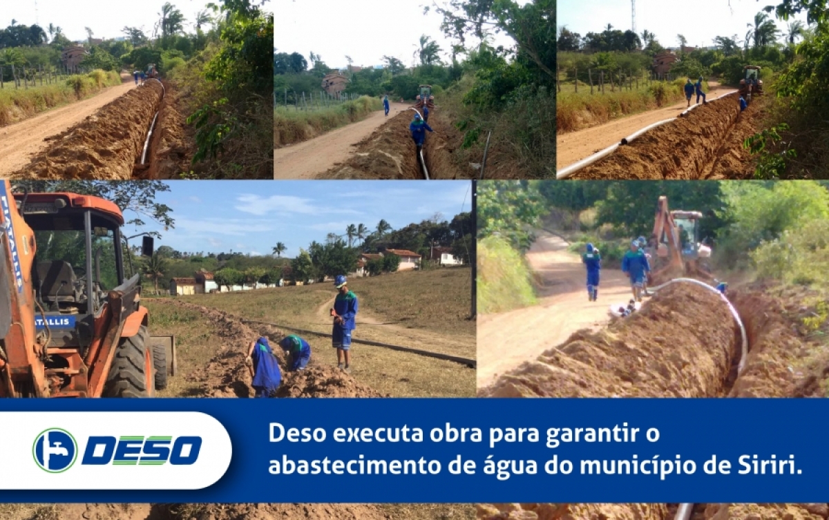 Obra da Deso vai melhorar o abastecimento de água em Siriri (Imagem: Deso/SE)