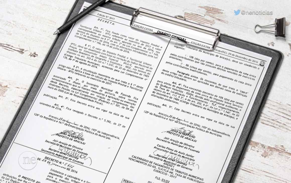 IPTU/2017 de Aracaju deve ser o mesmo de 2016; confira decreto (Imagem: Ne Notícias)