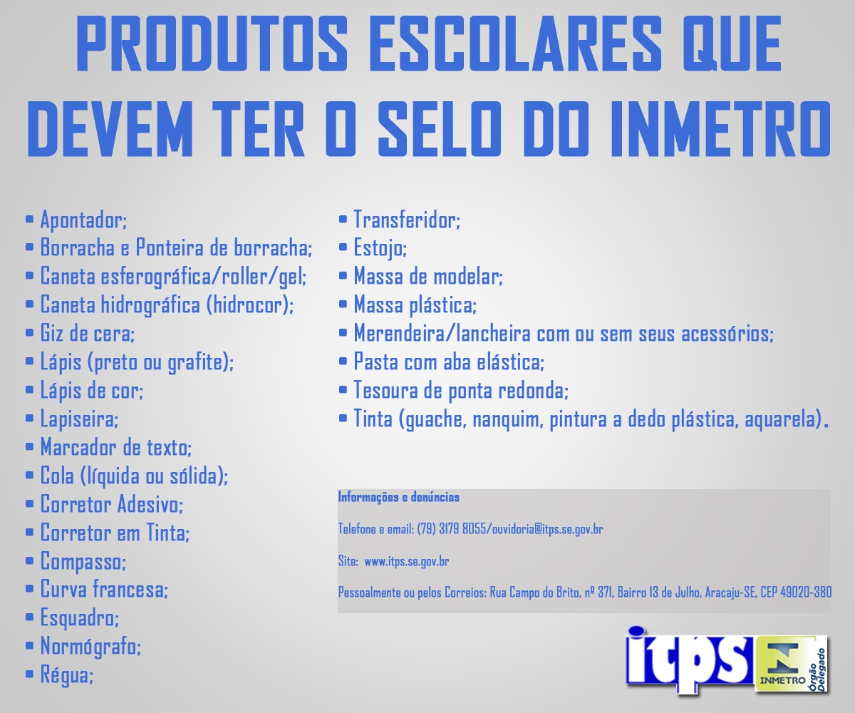 Veja a lista dos materiais regulamentados pelo Inmetro (Imagem: ITPS/SE)