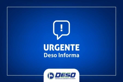 Deso informa interrupção temporária de água nesta terça, 17; confira locais (Imagem: Deso/SE)
