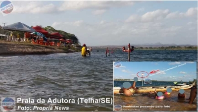 Praia da Adutora: expectativa de mais de 5 mil pessoas nesse fim de semana e sinalização precária (Imagem: Propriá News)