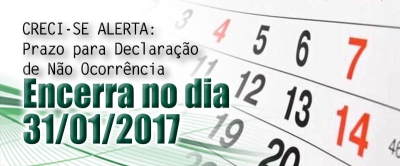 Creci/Sergipe alerta: prazo para Declaração de Não Ocorrência encerra nesta terça-feira, 31 (Imagem: Creci/SE)