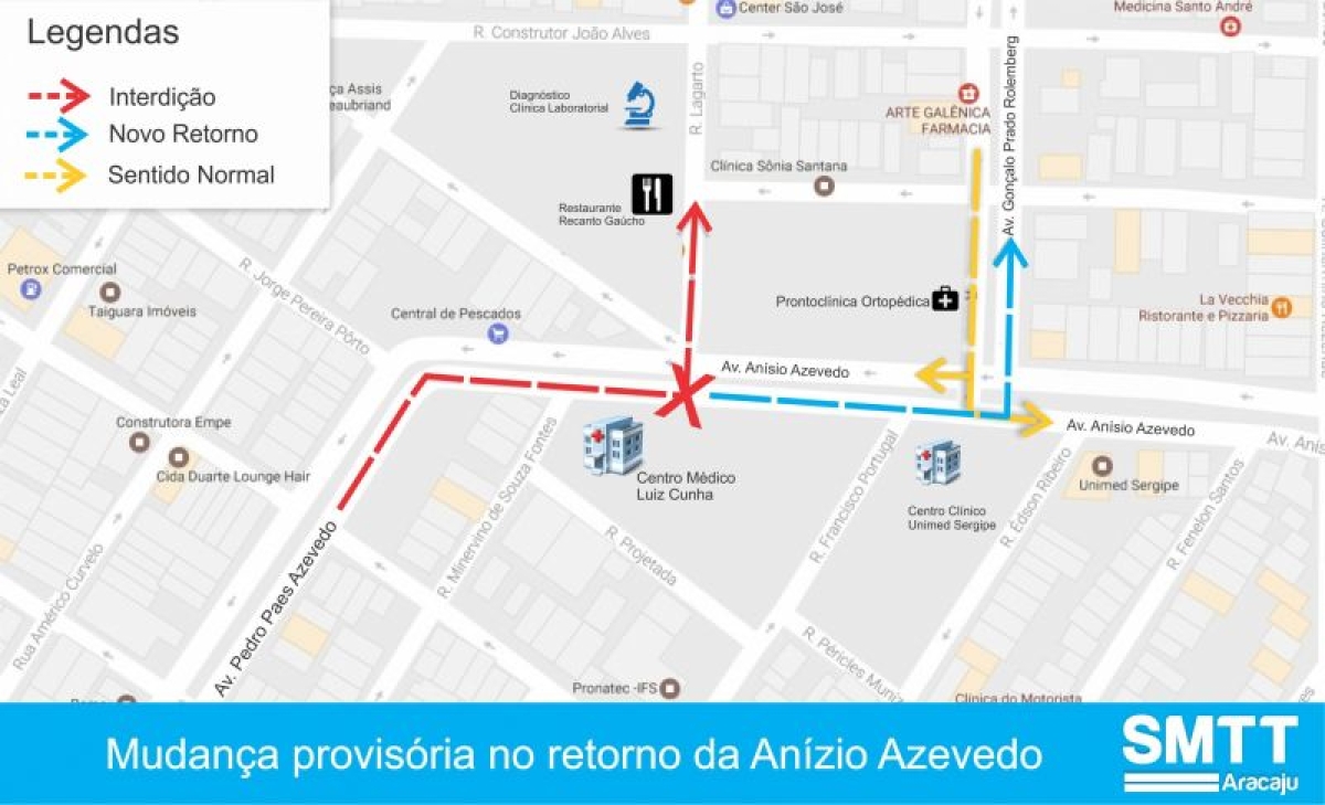 SMTT/Aracaju fará readequação emergencial na avenida Anísio Azevedo (Imagem: SMTT/Aracaju)