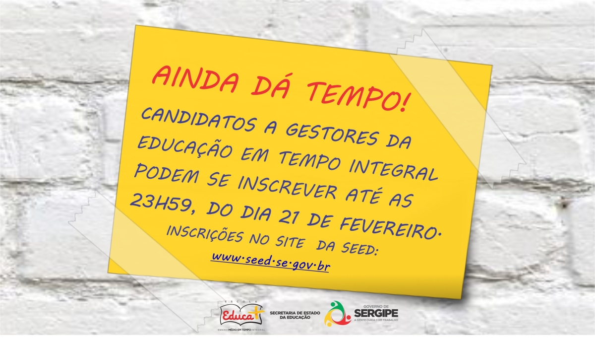 Os candidatos poderão atuar como Gestor Escolar, Secretário Escolar, Coordenador Pedagógico e Coordenador Administrativo/Financeiro nas Escolas em Tempo Integral do Estado de Sergipe (Imagem: Seed/SE)