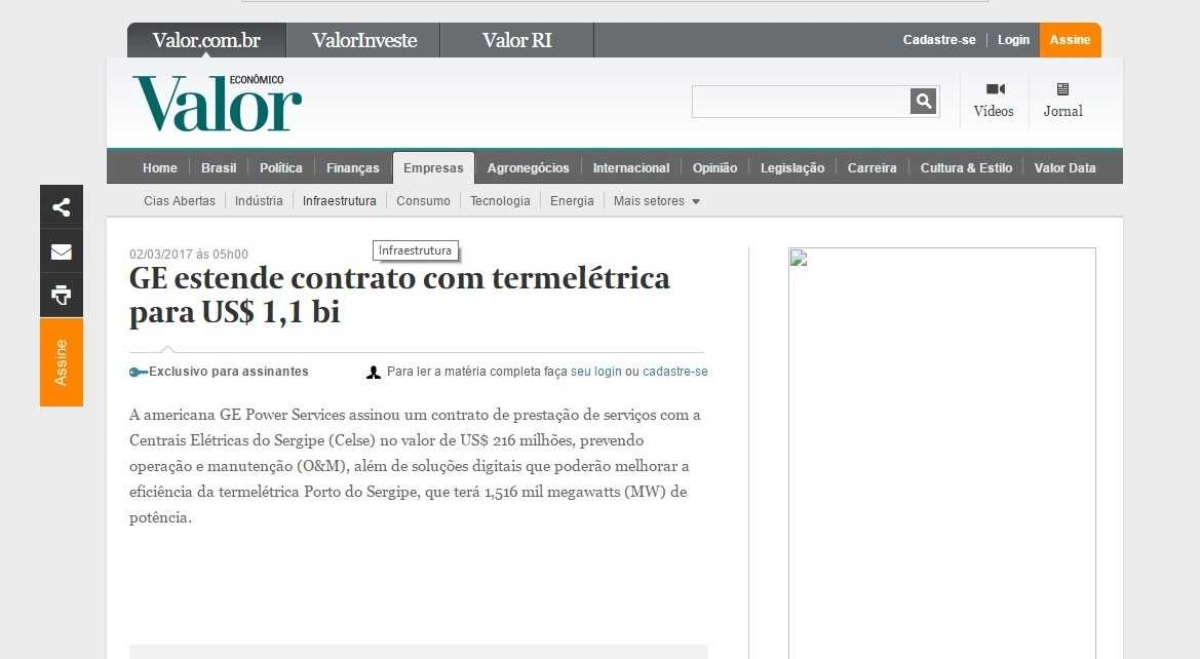 Matéria do Valor Econômico (Imagem: Reprodução) Matéria do Valor Econômico (Imagem: Reprodução)