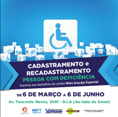 Vizinho ao Senai: Recadastramento e cadastramento das pessoas com deficiência (Imagem: Divulgação/Setransp/Aracaju) Vizinho ao Senai: Recadastramento e cadastramento das pessoas com deficiência (Imagem: Divulgação/Setransp/Aracaju)