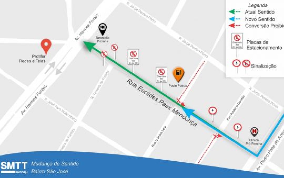 Rua Euclides Paes Mendonça terá sentido único em toda sua extensão a partir desta quinta, 9 (Imagem: SMTT/Aracaju) Rua Euclides Paes Mendonça terá sentido único em toda sua extensão a partir desta quinta, 9 (Imagem: SMTT/Aracaju)