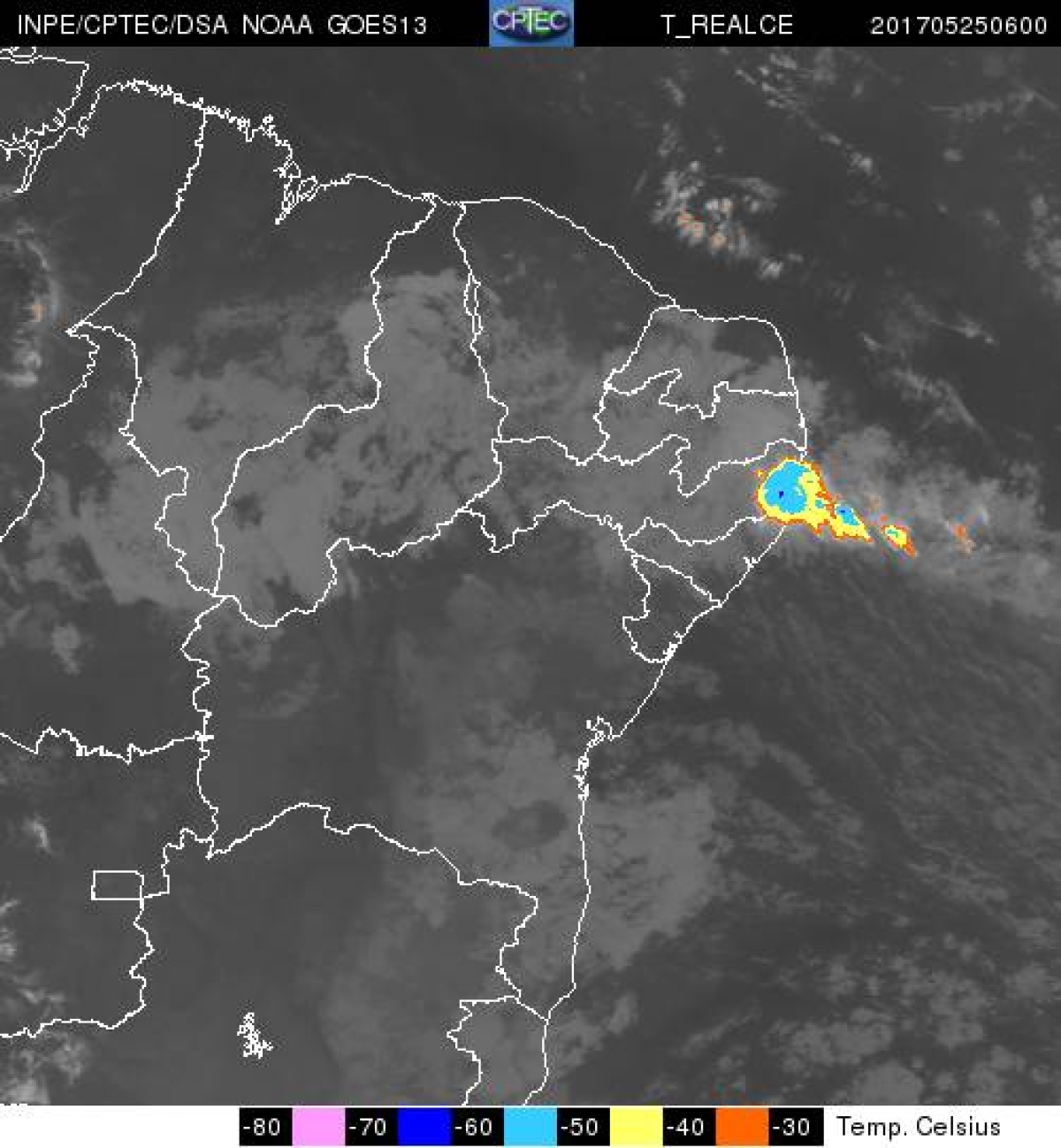 Imagem de satélite (Imagem: INPE/CPTEC)