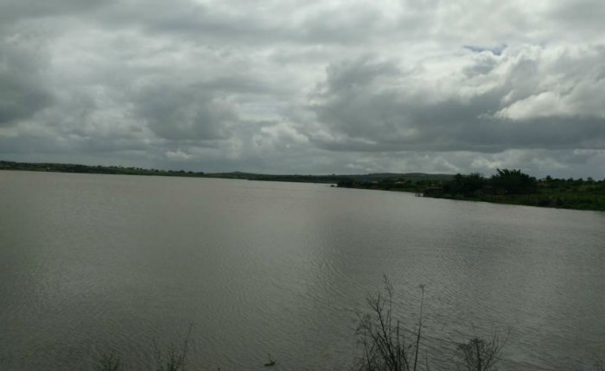 Barragem da Cajaíba depois da chuva dos últimos dias (Foto: Gleiton Medeiros/Portal Itnet)
