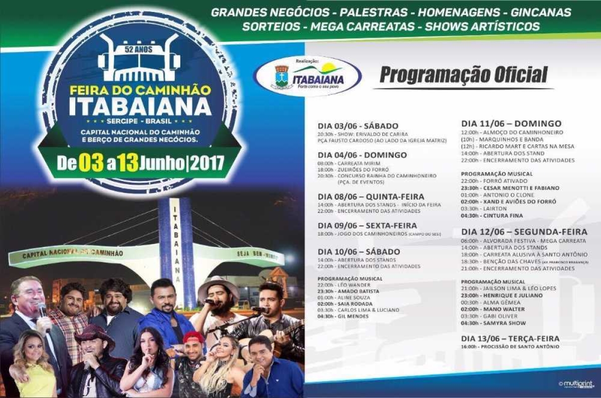 Programação Oficial (Foto: Divulgação/Prefeitura de Itabaiana)