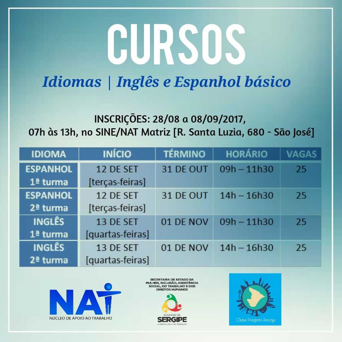 NAT e Clube Poliglota abrem inscrições para cursos de idiomas nesta segunda, 28/08 (Imagem: Divulgação)