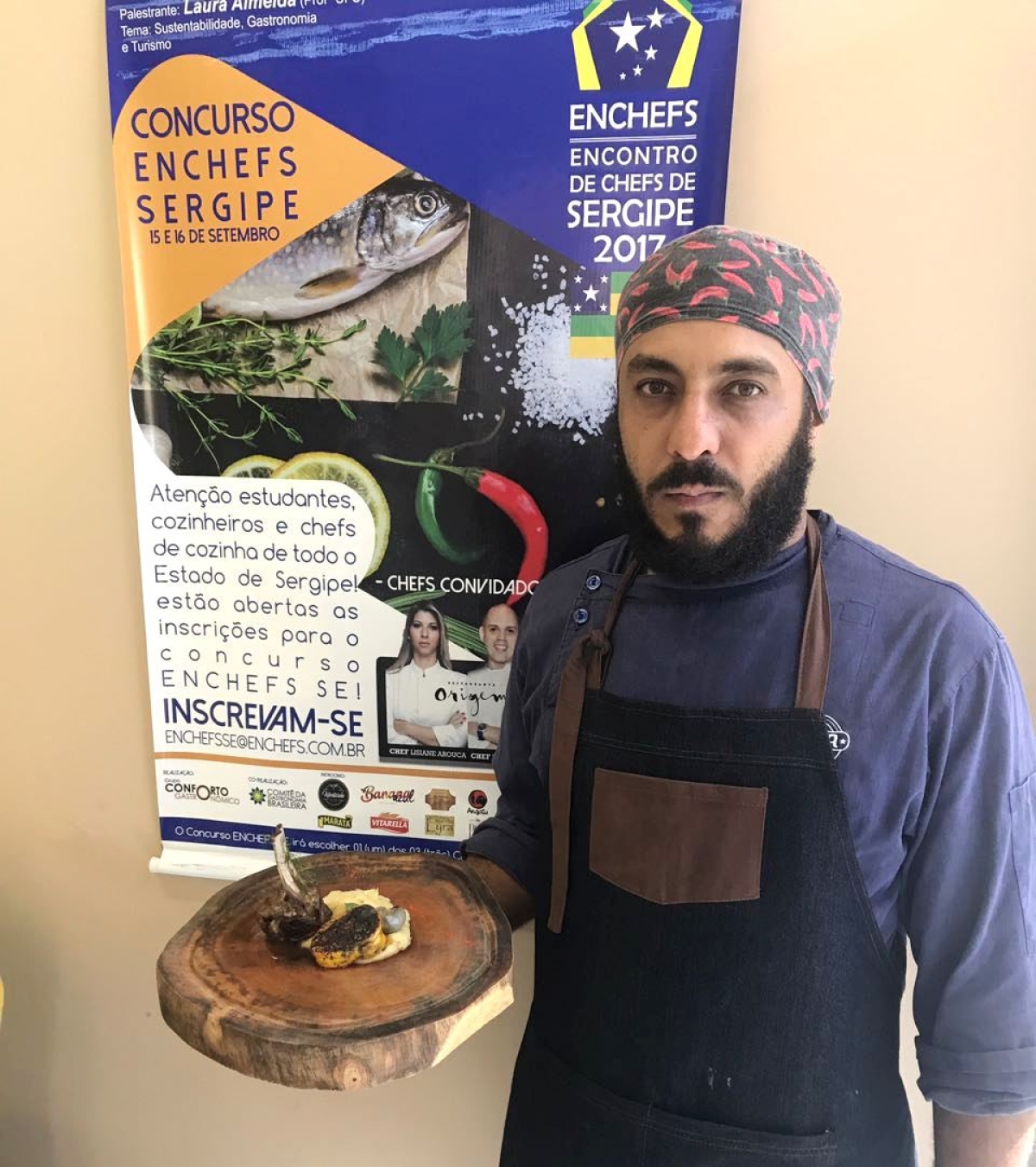 Chef Junior Torres, vencedor do Enchefs-SE 2017 (Foto: Tatianne Melo)