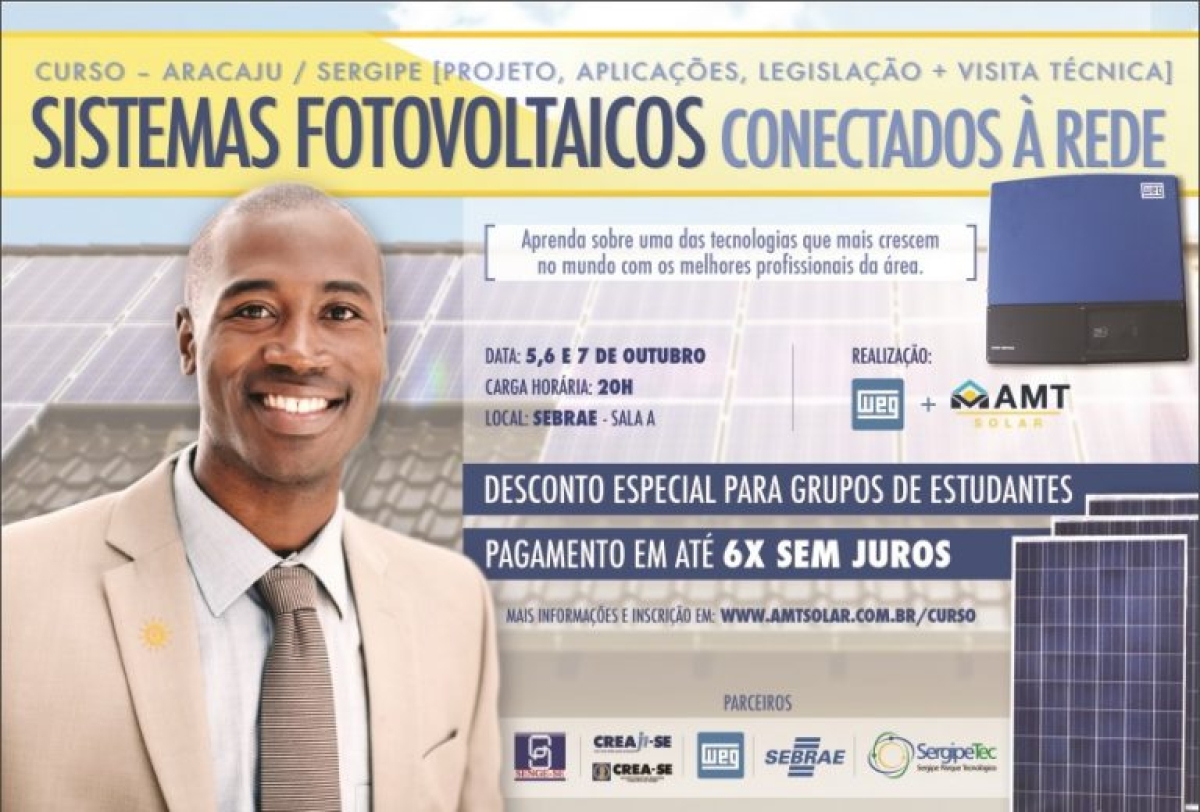 Curso "Energia Solar Fotovoltaica" acontece nos dias 5, 6 e 7 de outubro (Foto: Divulgação)