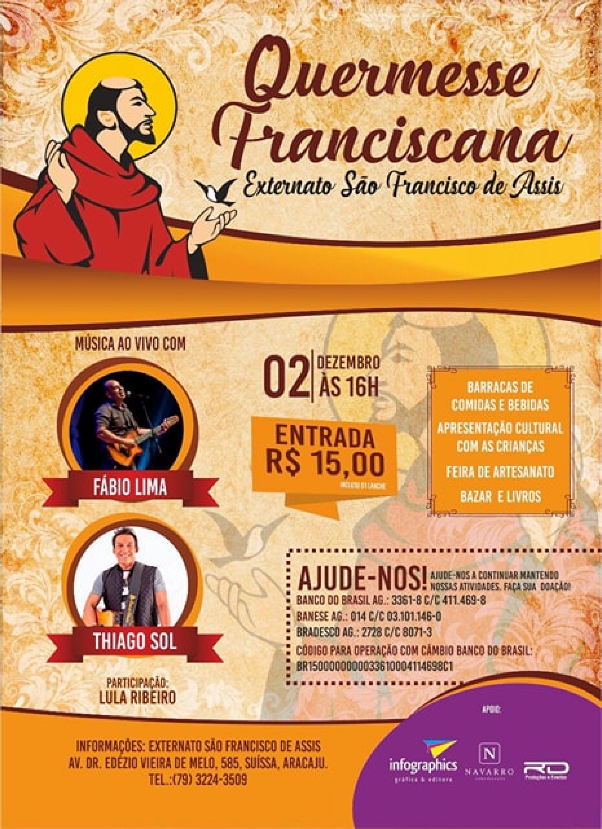 Quermesse Franciscana será realizada neste sábado, 2, em Aracaju (Imagem: Divulgação)
