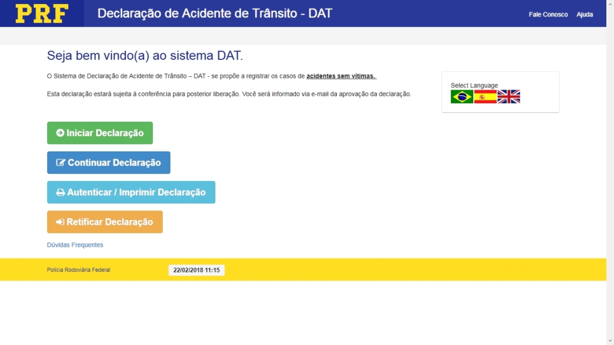 e-DAT: nova ferramenta da PRF permite registro de acidentes via Internet (Imagem: Reprodução/e-DAT)