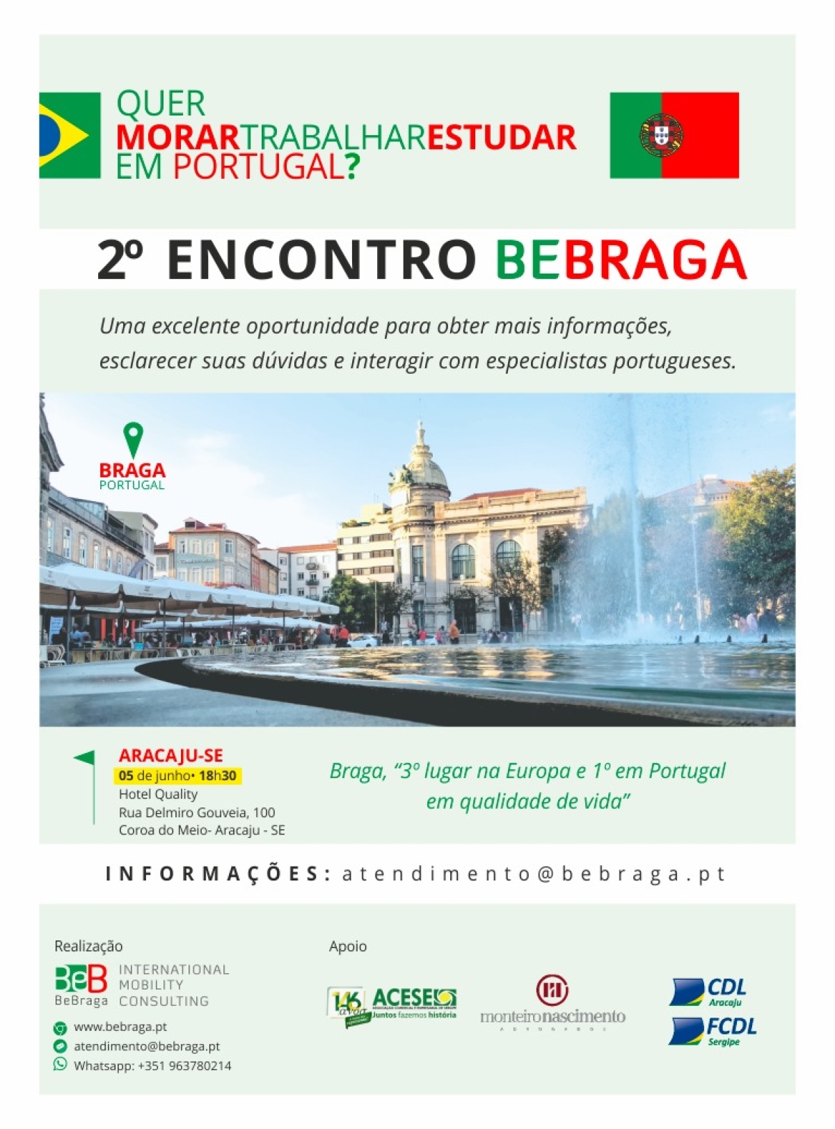 Aracaju recebe Encontro para quem quer morar, estudar ou trabalhar em Portugal (Imagem: Divulgação)