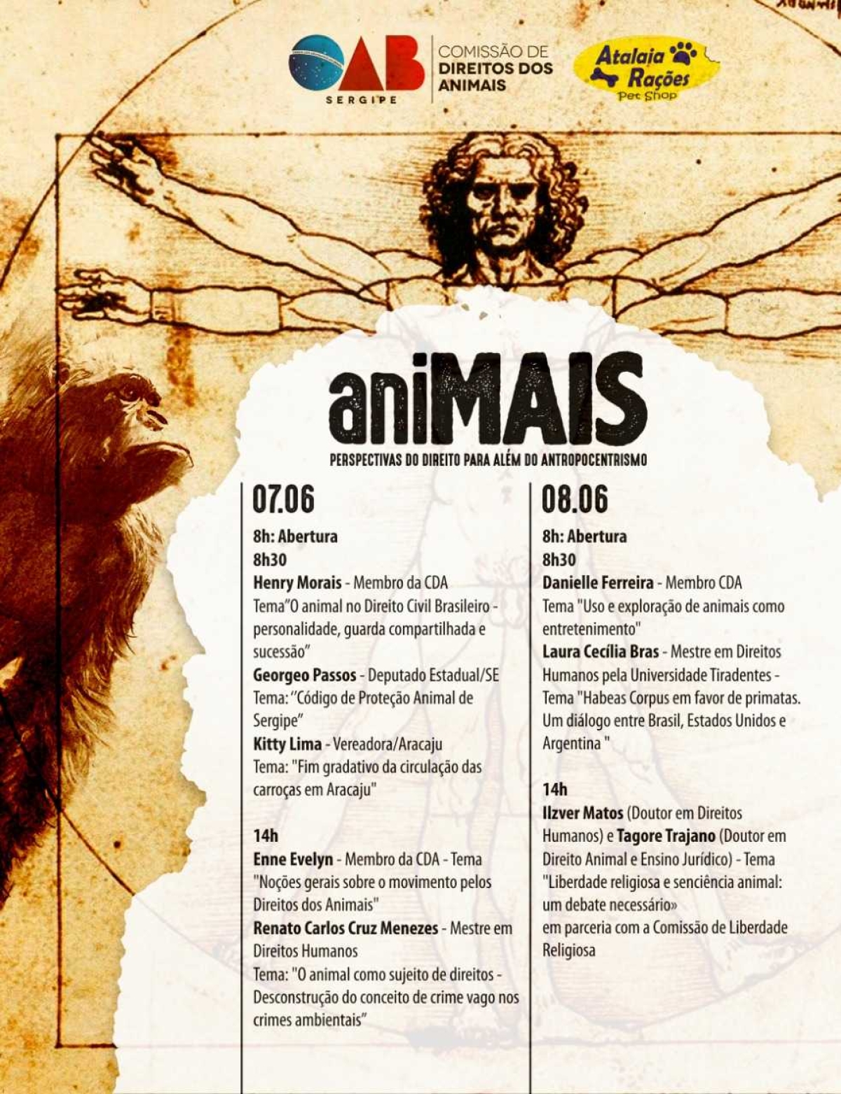 OAB/Sergipe promove I Ciclo de Palestras sobre Direito dos Animais (Imagem: Divulgação)