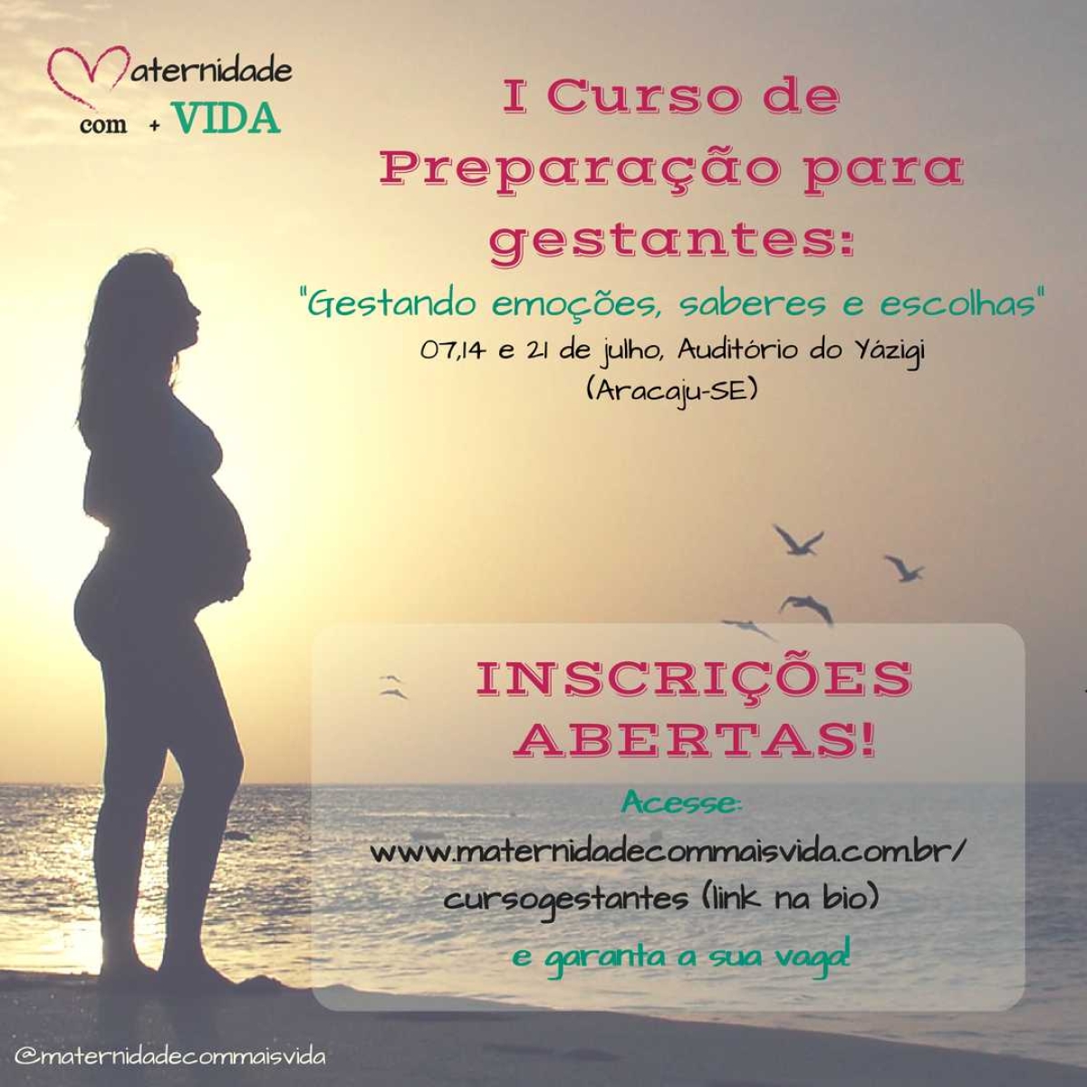 Curso de preparação para gestantes acontece nos dias 7, 14 e 21 de julho (Imagem: Divulgação)