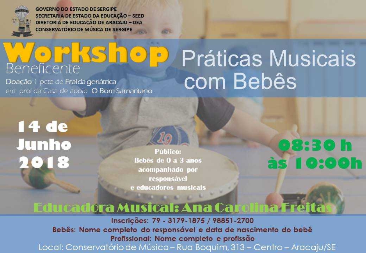 Conservatório de Música de Sergipe realizará workshop beneficente Práticas Musicais com Bebês (Imagem: Divulgação)
