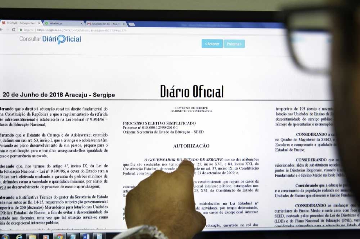 Governo de Sergipe autoriza PSS para professor da educação básica, merendeiro e para o Projovem Urbano (Foto: Divulgação)