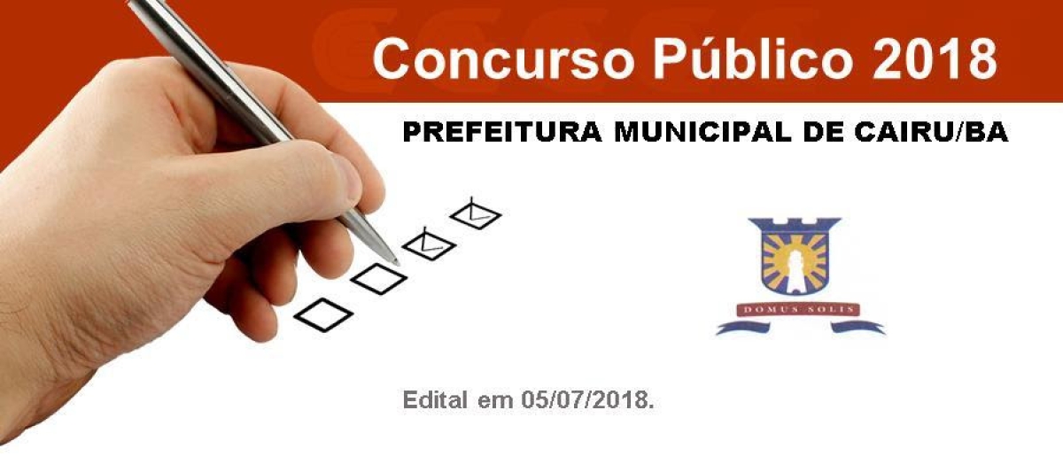 Prefeitura de Cairu abre concurso com 261 vagas para diversos cargos públicos (Imagem: Divulgação)