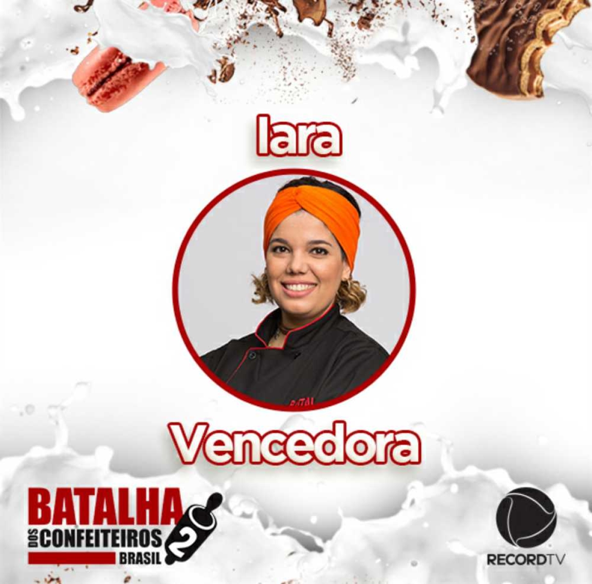 Representante de Sergipe, Iara Siriguela, é a campeã do Batalha dos Confeiteiros (Imagem: Reprodução/ Record TV/ Batalha dos Confeiteiros)