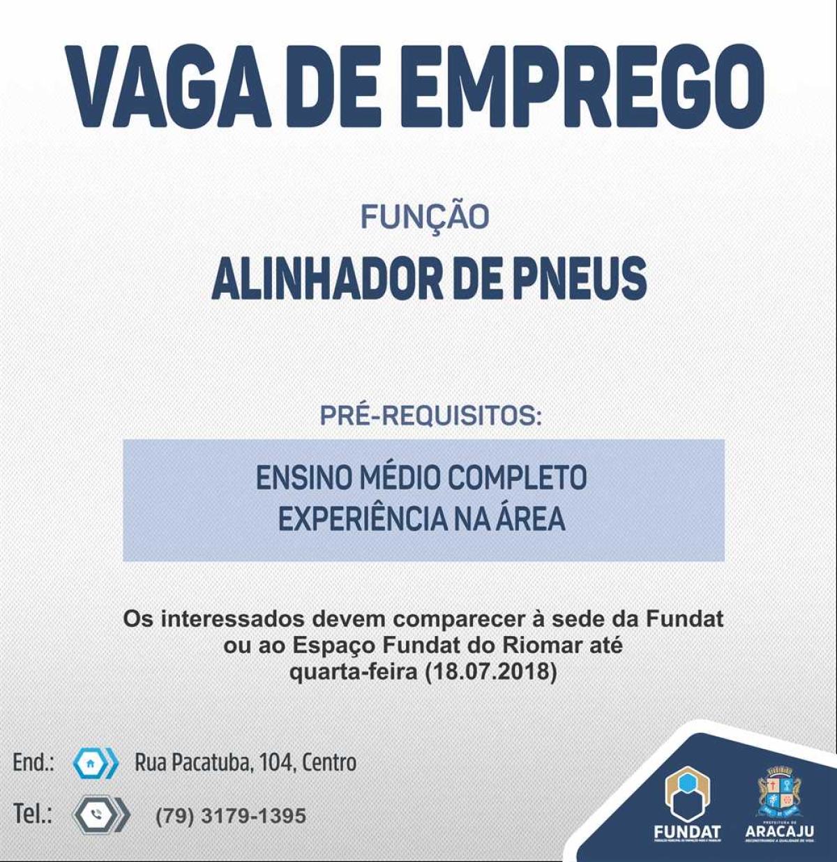 Fundat: vagas de emprego para alinhador de pneus (Imagem: Fundat)
