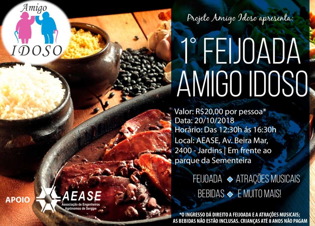 1ª Feijoada Beneficente Amigo Idoso acontece na AEASE (Imagem: Divulgação)