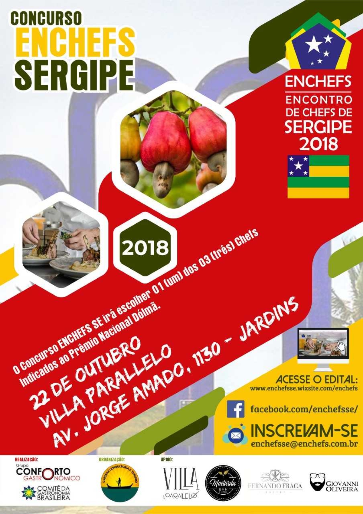 Enchefs-SE 2018: Concurso gastronômico ocorrerá em Aracaju (Imagem: Divulgação)