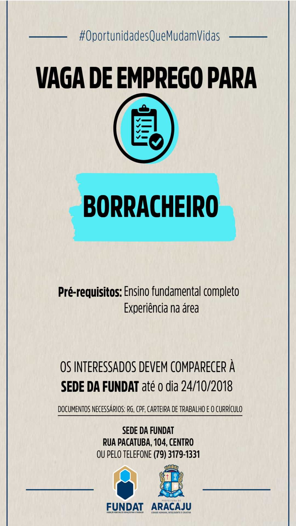 Fundat/Aracaju oferta vagas de emprego para borracheiro (Imagem: Divulgação/ Fundat/Aracaju)