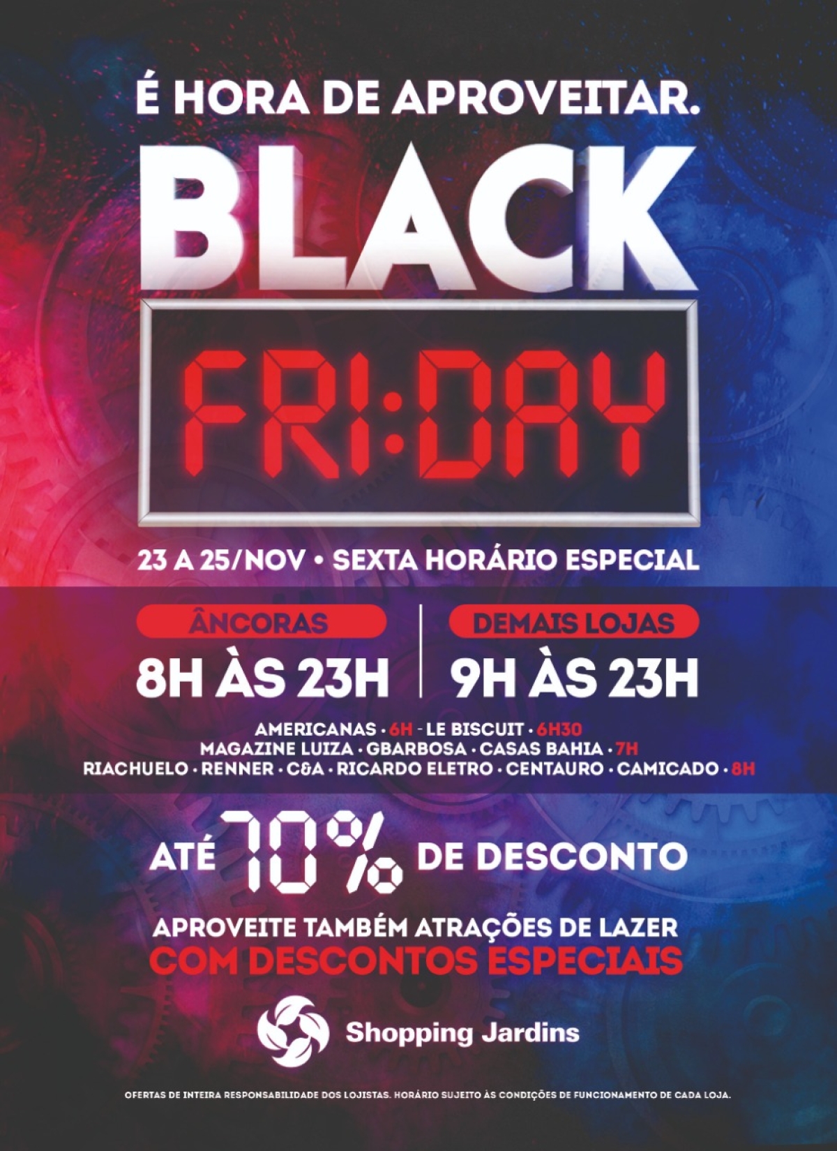 Shopping Jardins oferece descontos de até 70% e horário especial de funcionamento na Black Friday (Imagem: Divulgação)