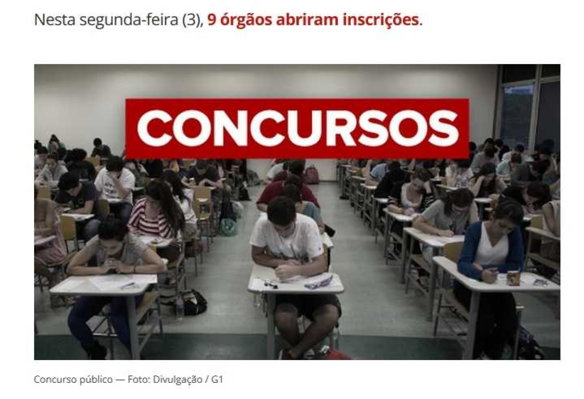 Concursos: 160 órgãos têm mais de 26 mil vagas abertas (Imagem: Reprodução/ G1)