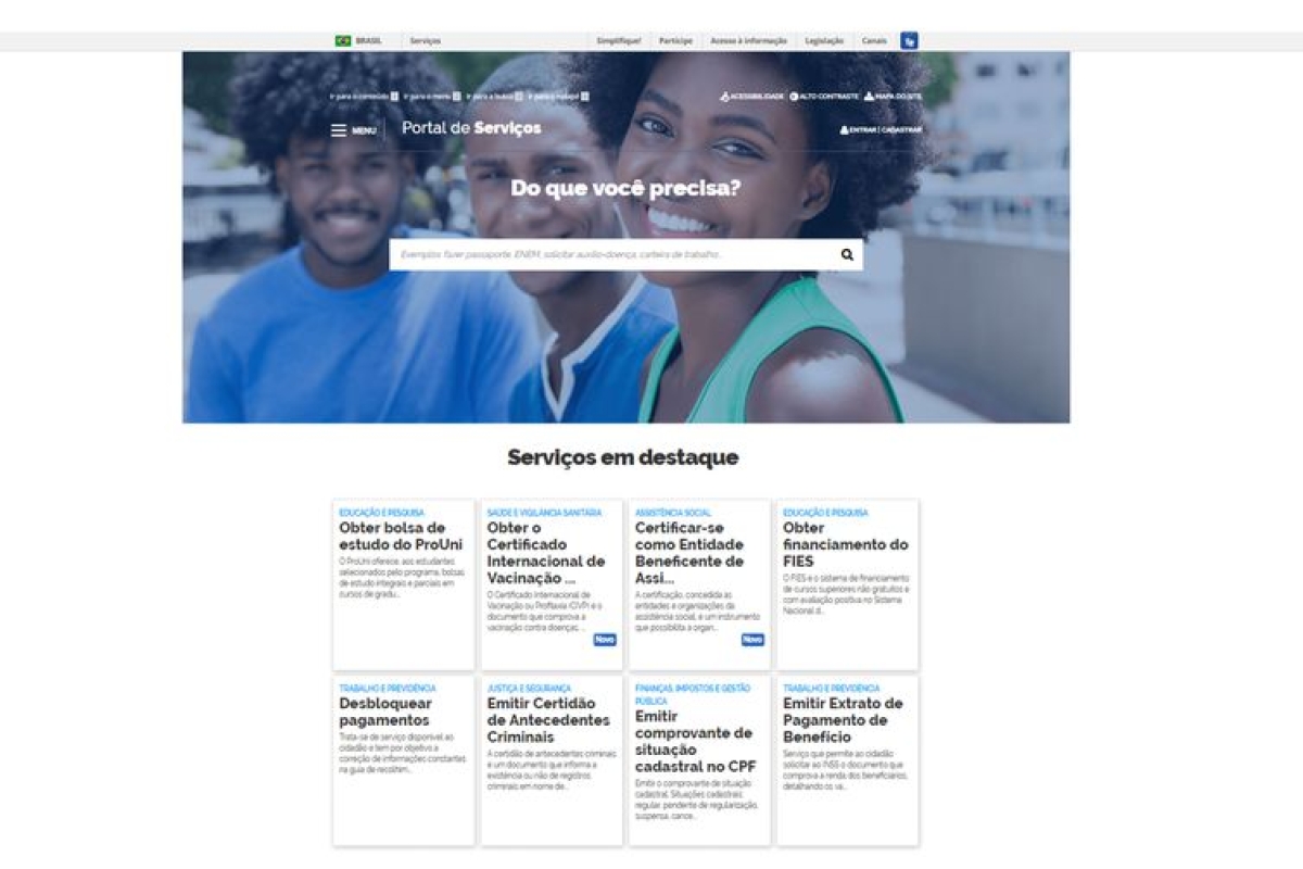 Quase mil novos serviços educacionais passam a integrar portal federal (Imagem: Reprodução/ Portal de Serviços)
