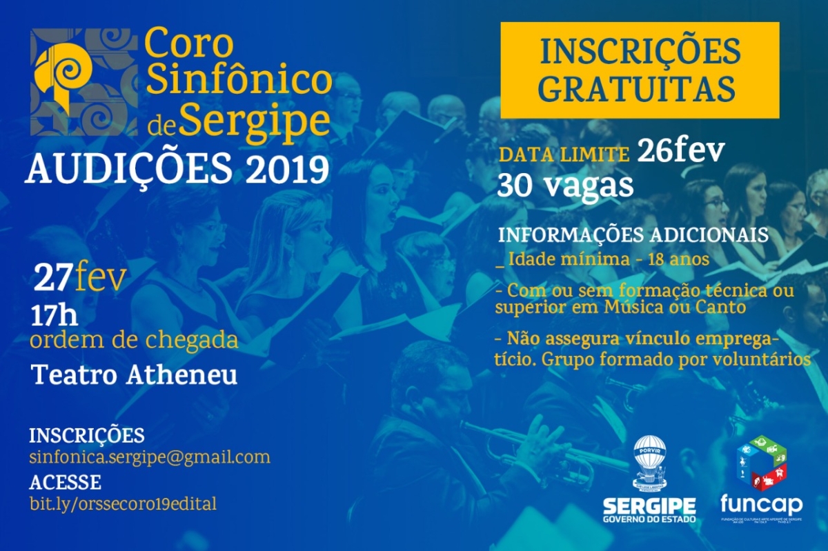 ?ltimos dias de inscrições para o Coro Sinfônico da Orquestra Sinfônica de Sergipe (Imagem: Divulgação/ Funcap)