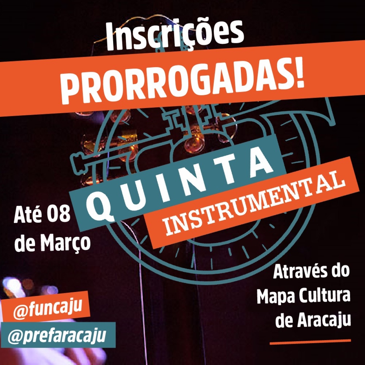 Inscrições do Quinta Instrumental foram prorrogadas até o dia 8 de março (Imagem: Divulgação/ Funcaju)