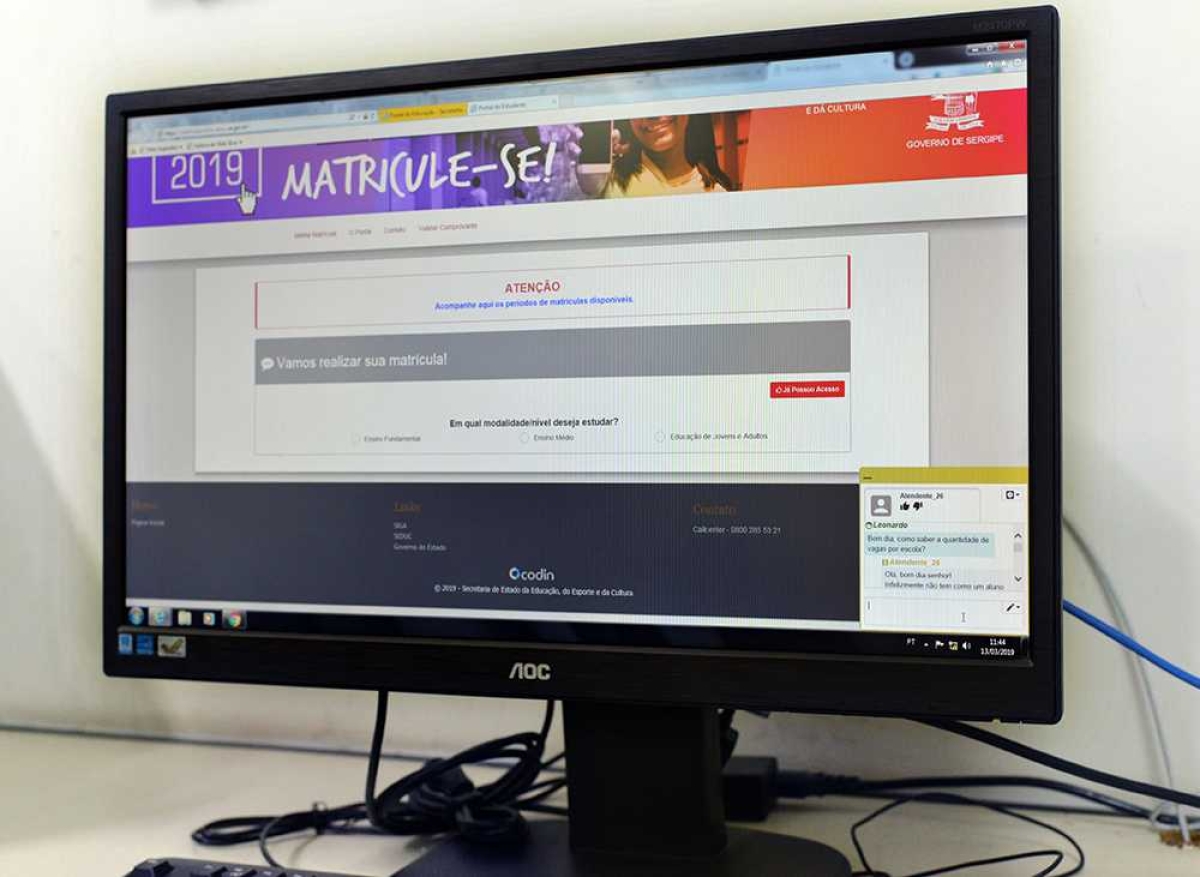 Portal da Matrícula Online da Rede Estadual informa quando há vaga em escola mais próxima à residência do estudante (Foto: Maria Odília/ Seduc/SE)