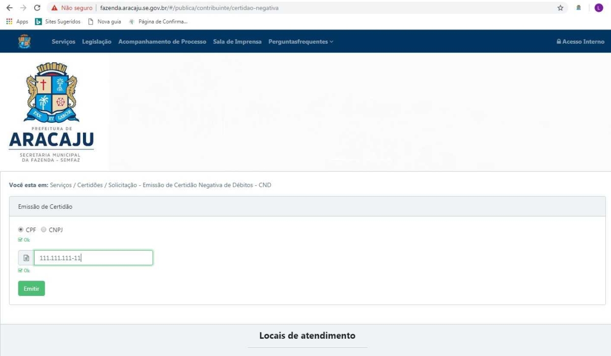 Fazenda de Aracaju: Processo para emissão de Certidões Negativas de Débitos será todo online (Imagem: Reprodução)