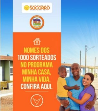 Nossa Casa Socorro: Confira aqui a lista dos sorteados e excedentes para as 1000 casas populares (Imagem: Prefeitura de Socorro)