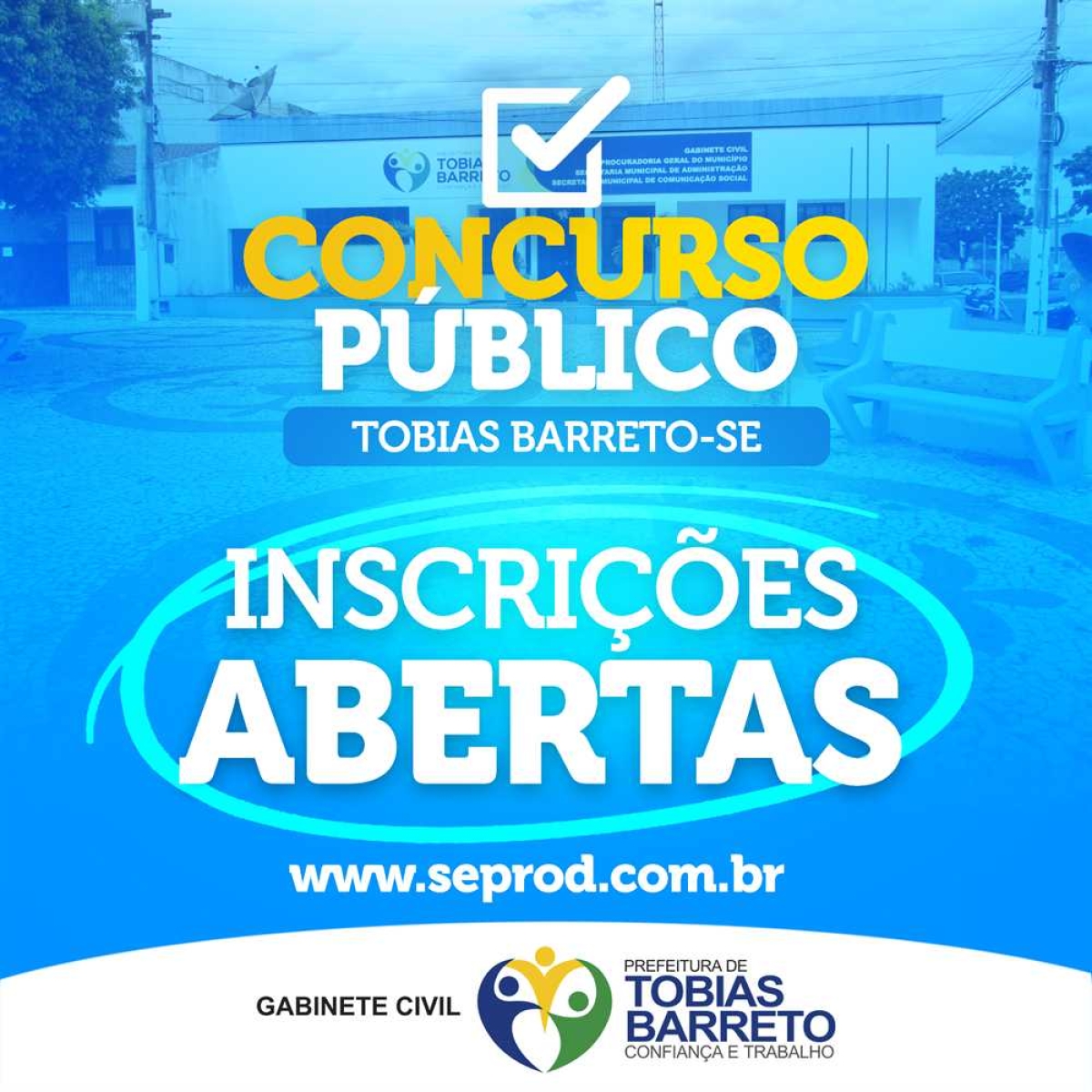 Inscrições abertas para o concurso da Prefeitura de Tobias Barreto, em Sergipe (Imagem: Divulgação)