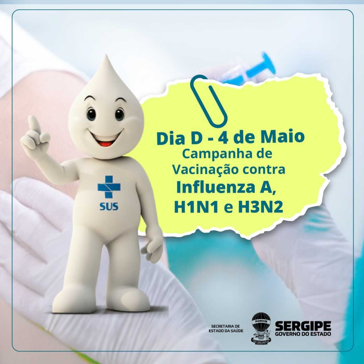 Neste sábado, 4/5, todas as Unidades de Saúde estarão abertas para o dia D da vacinação contra a gripe (Imagem: Divulgação)
