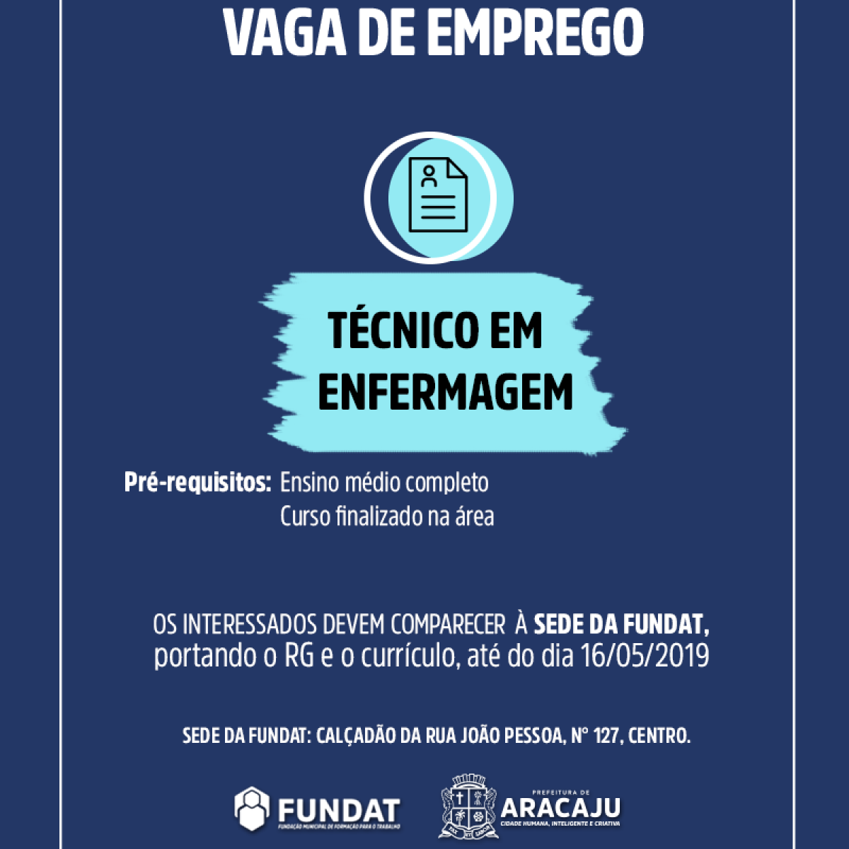 Técnico em enfermagem (Imagem: Divulgação/ Fundat/Aracaju)