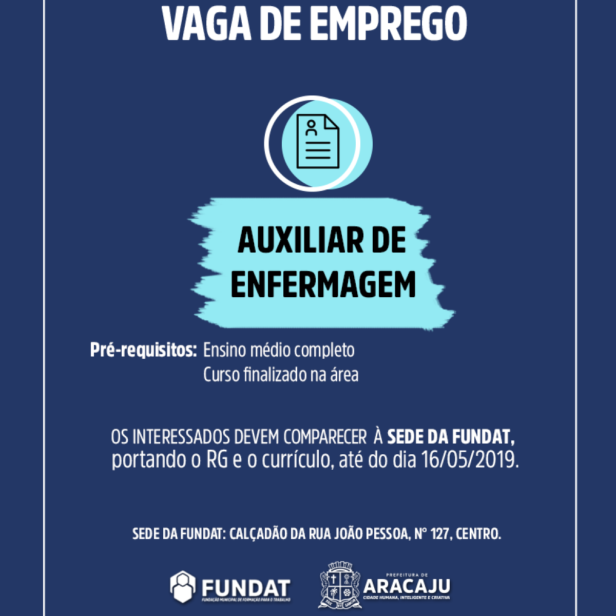 Auxiliar de enfermagem  (Imagem: Divulgação/ Fundat/Aracaju)