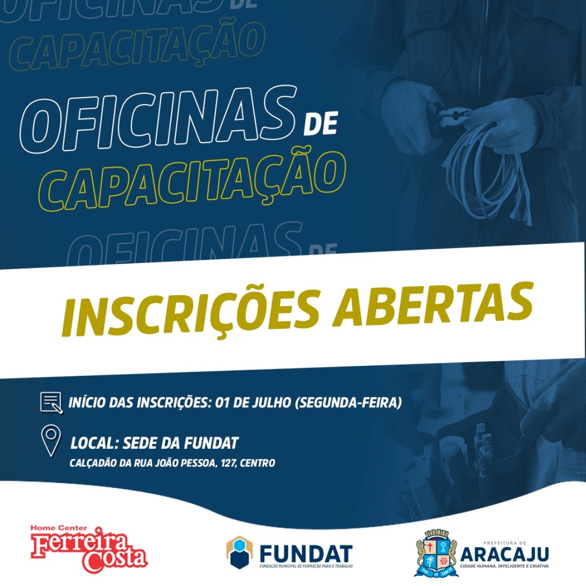 Prefeitura de Aracaju abre 430 novas vagas para oficinas de capacitação profissional (Imagem: Divulgação/ Fundat/Aracaju) 