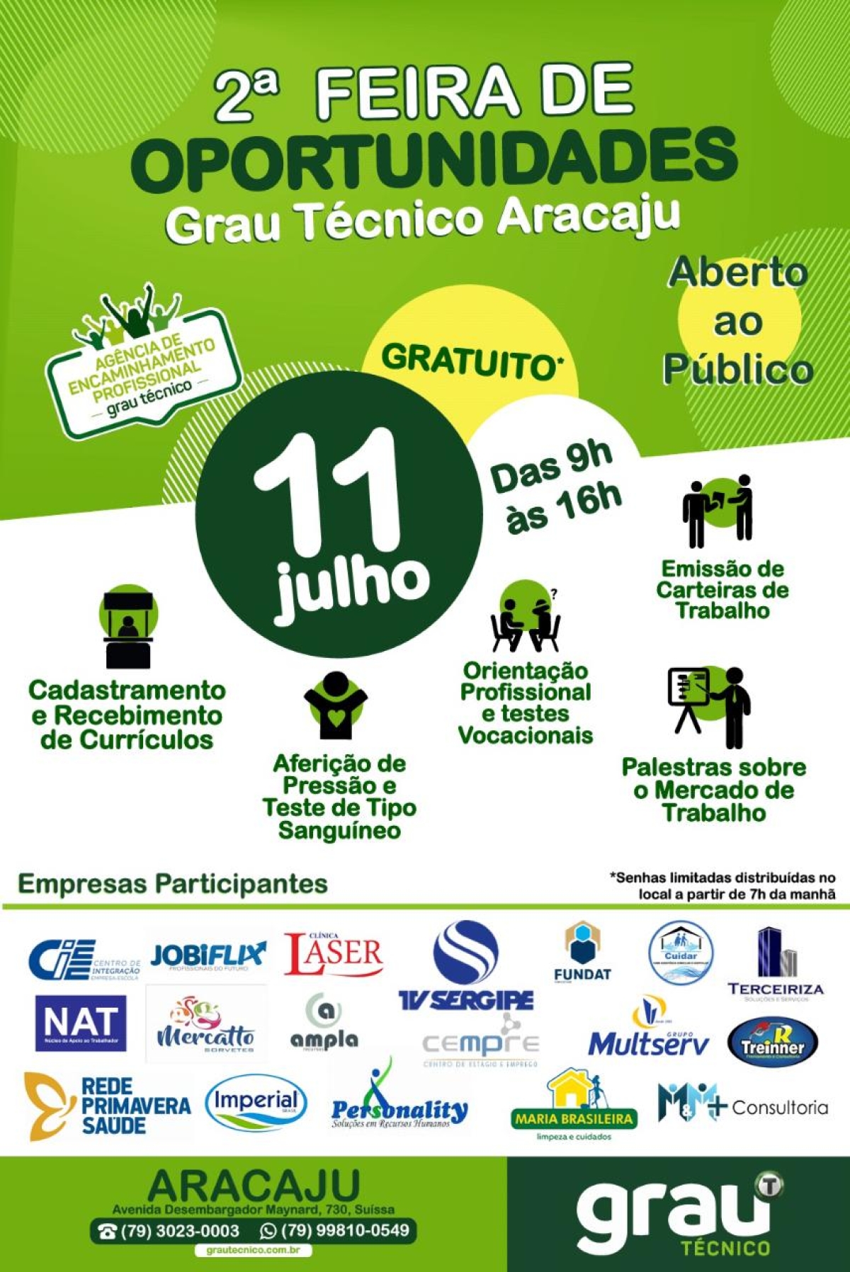 Grau Técnico Aracaju realiza nesta quinta-feira, 11/7 sua segunda Feira de Oportunidades (Imagem: Divulgação)