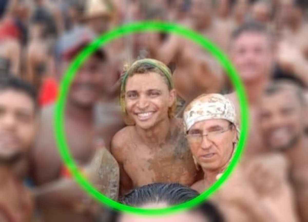 Palhaço Soneca e Nitinho Vitale: alegria e descontração na Festa do Mastro (Foto: Grupo WhatsApp JP&Ana)