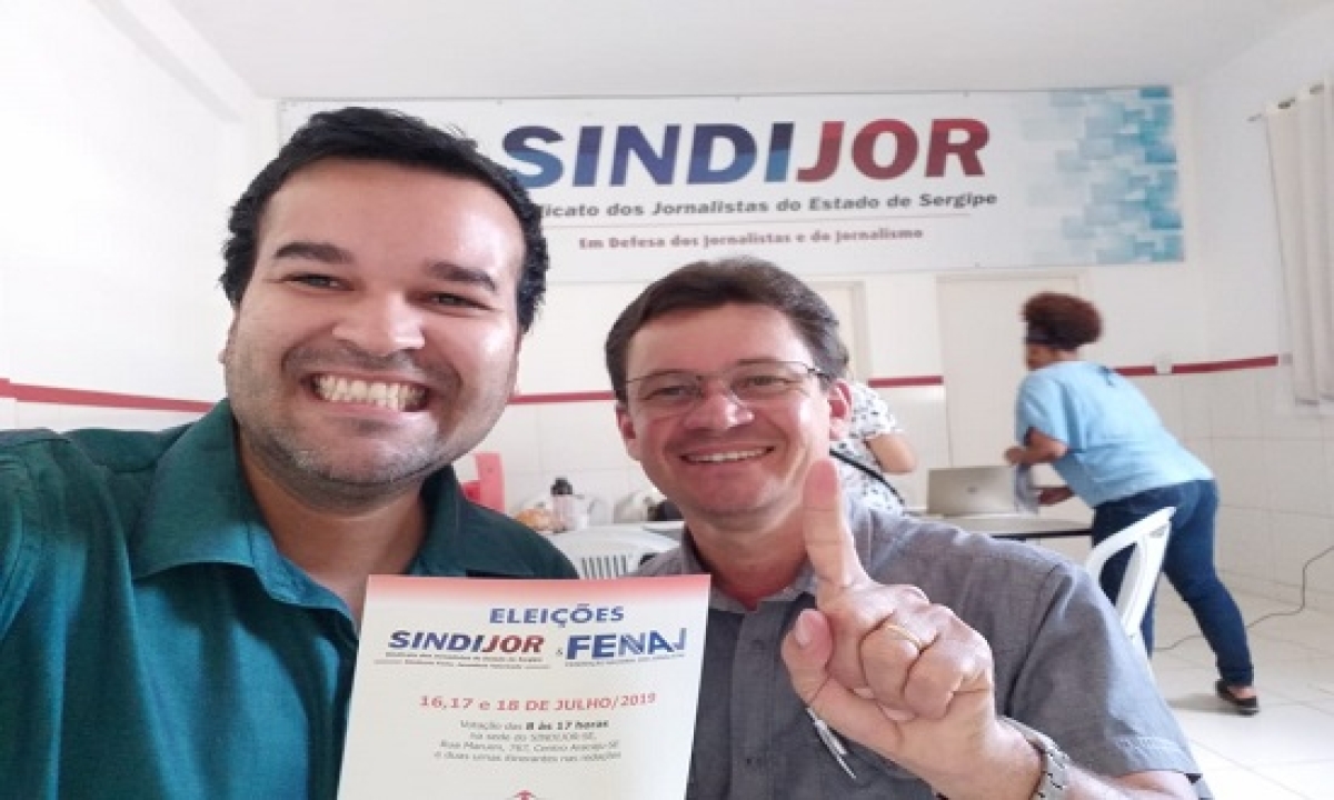Edmilson Brito, presidente eleito do Sindijor (à direita) ao lado de Milton Júnior, vice-presidente eleito (à esquerda) (Foto: Edmilson Brito)