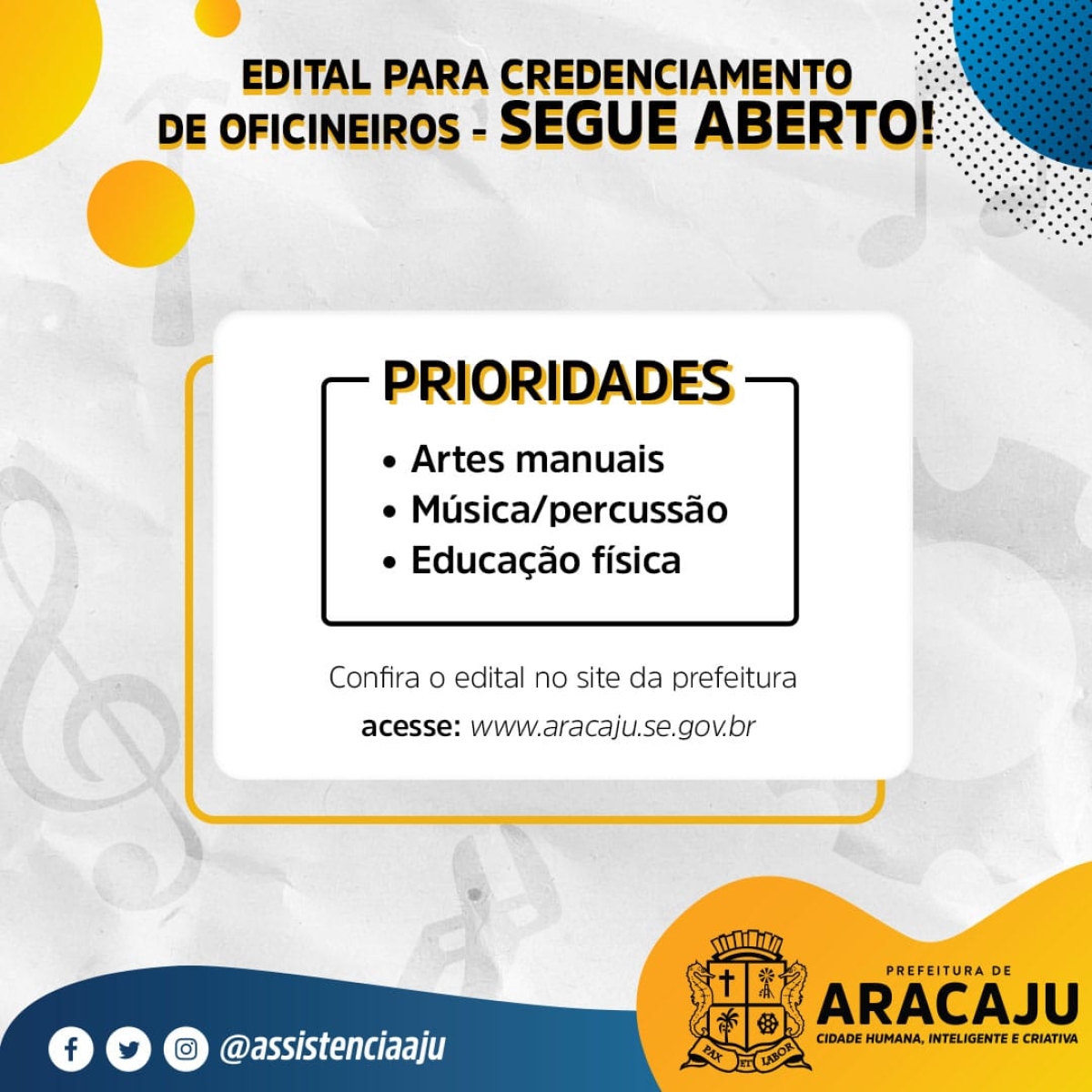 Oficineiros de várias áreas de atuação podem fazer o credenciamento (Imagem: Divulgação/ Assistência Social de Aracaju)