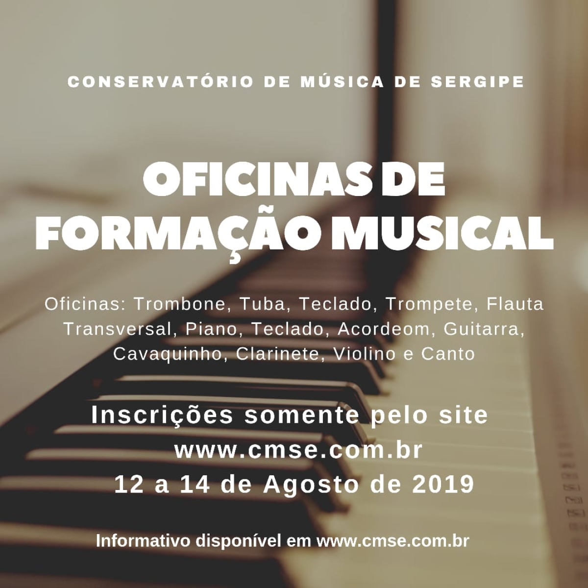 Conservatório de Música de Sergipe abre Processo Seletivo para Oficinas de Formação Musical (Imagem: Divulgação)