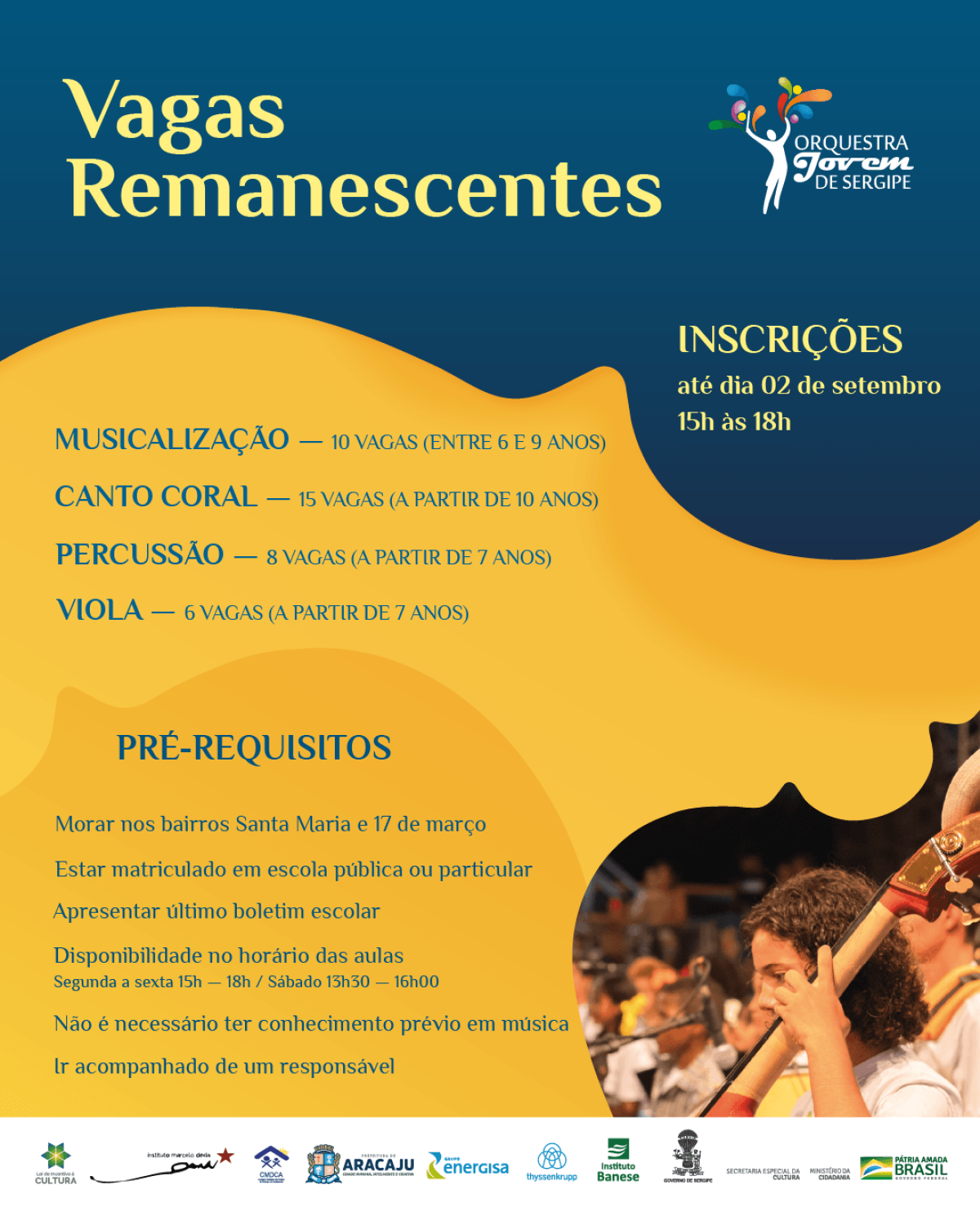 Orquestra Jovem de Sergipe abre vagas remanescentes (Imagem: Divulgação)