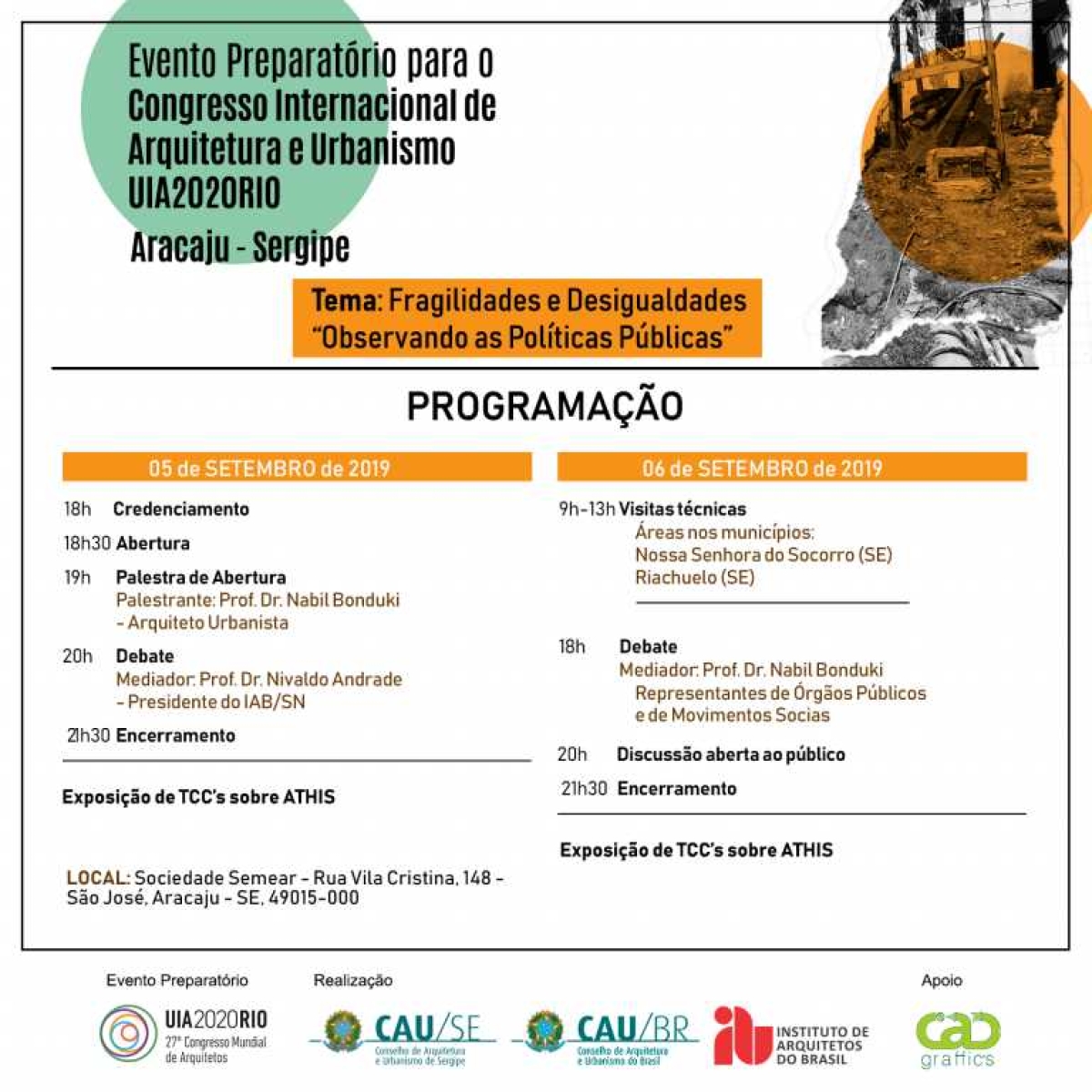 Programação do Evento Preparatório para o Congresso Internacional UIA 2020 RIO (Imagem: Divulgação)